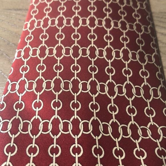 Vintage St Loren Silk Gold Chainlink Print Tie. Made in Italy 🇮🇹 WOW in Red! - Picture 3 of 10